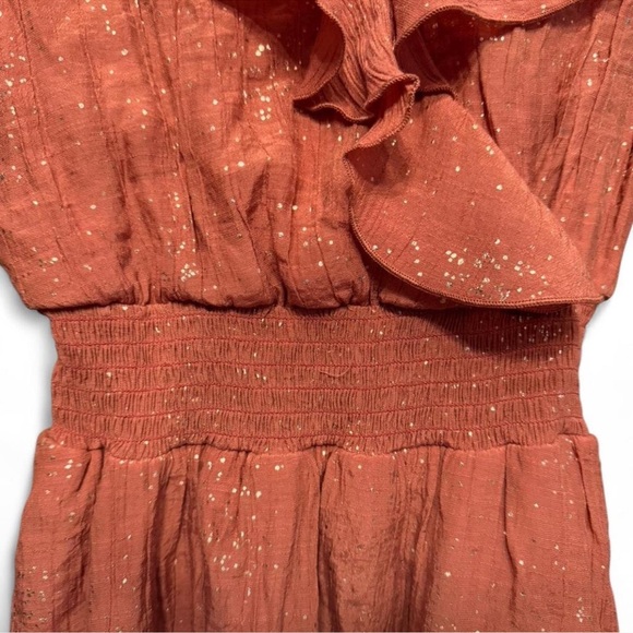 Rust Ruffle Mini Dress - Picture 2 of 5